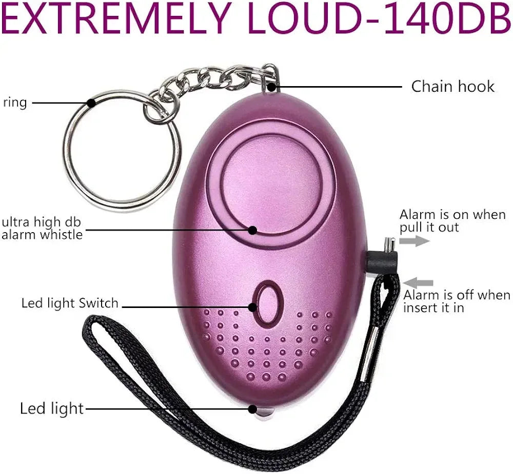 Personal Security Alarm Keychain with LED Light - 140DB Emergency Alarm - Arfa Mart
