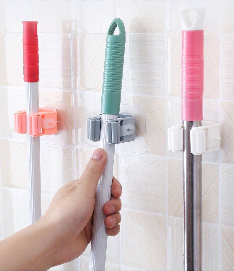 3 Pcs Wall Mounted Organizer Holder for Mops, Brooms, and Tools with Handles