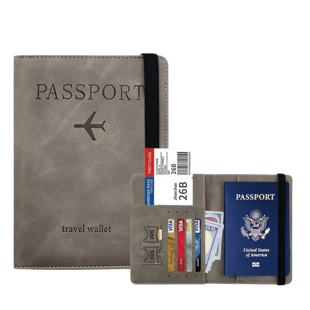 Leather Travel Wallet And Passport Holder Slim Travel Credit Card Pouch