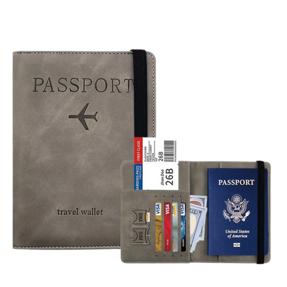 Leather Travel Wallet And Passport Holder Slim Travel Credit Card Pouch