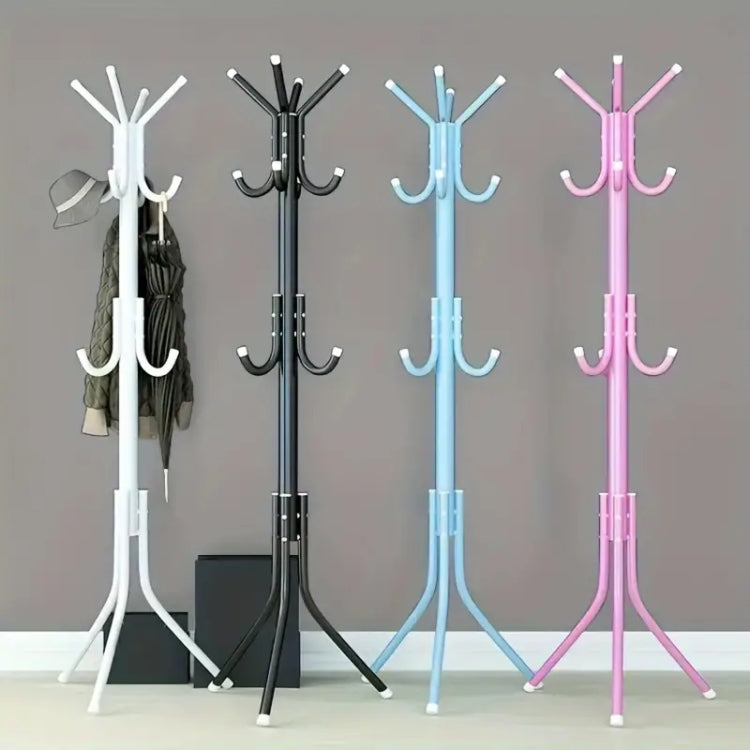Stainless Steel Clothes and Handbag Rack with 8 Hooks and Sturdy 3-Leg Base, Pink