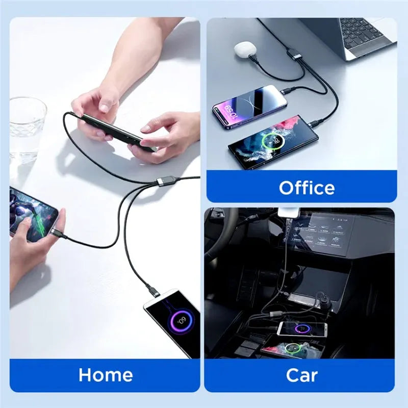JoyRoom S-A18 3-in-1 Fast Charging and Data Cable – USB-A to Lightning, Type-C, and Micro, 3.5A