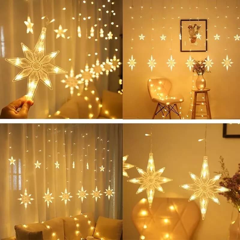LED Star Curtain Fairy Lights, Waterproof Soft Light String for Indoor & Outdoor Use