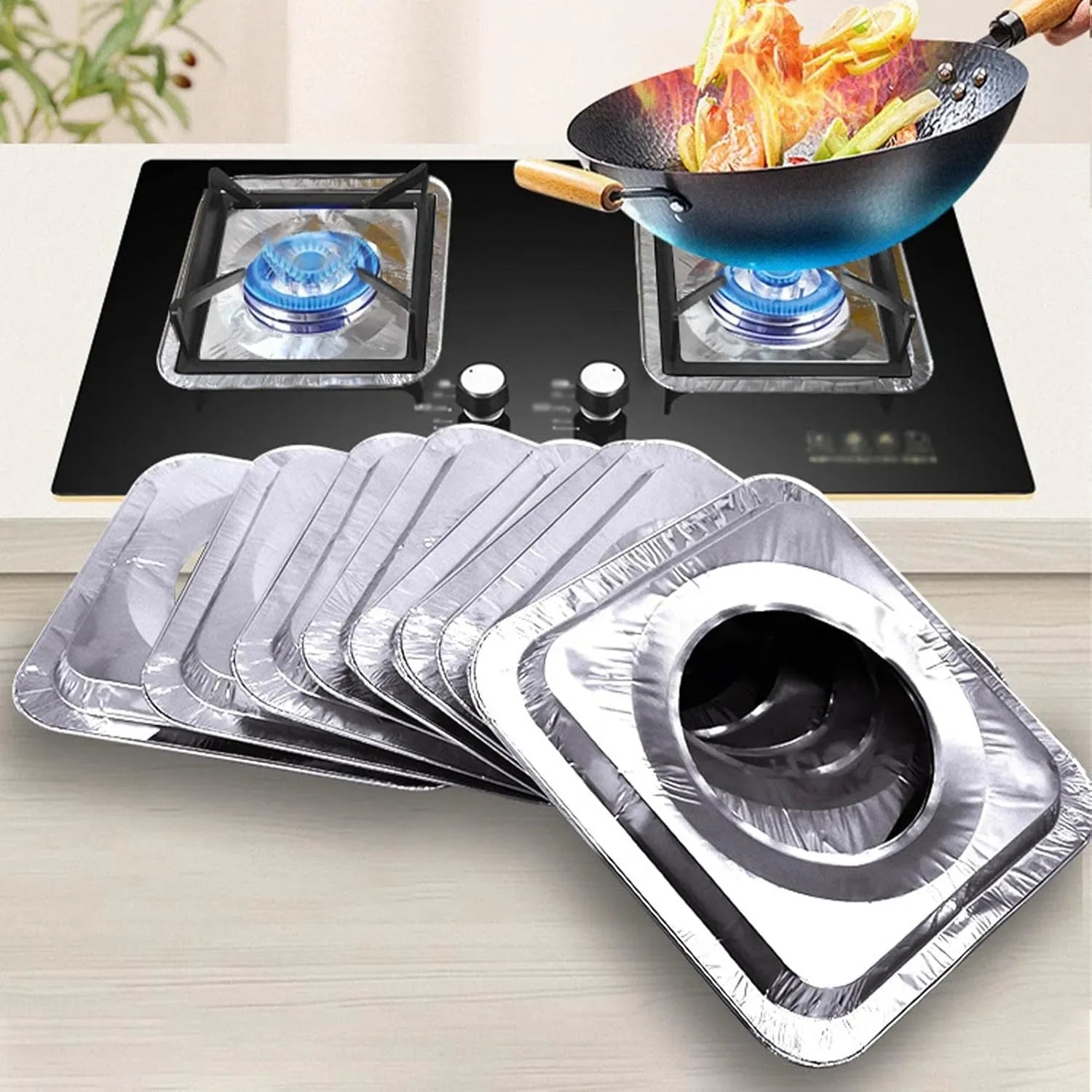 10 pcs Stove Top Cover Aluminum Foil Stove Burner - Arfa Mart
