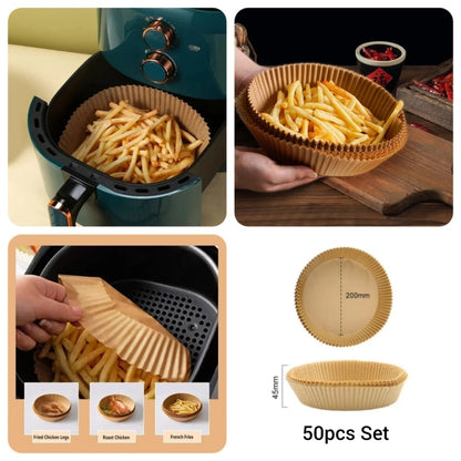 Air Fryer Disposable Paper Liners - 50 pcs Set, Bowl Shape Design