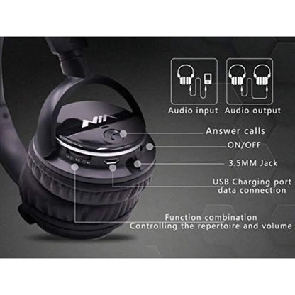 NIA Q1 Bluetooth 4.2 Overhead Stereo Headphones with FM Radio and MicroSD Support
