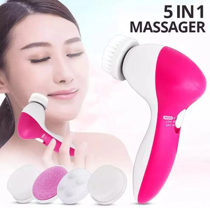 Electric Facial Cleansing Brush with Four Replaceable Heads, Waterproof Spa Massager