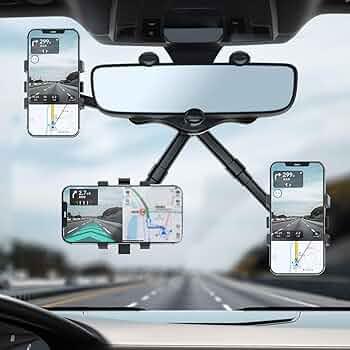 Universal 360 Car Rearview Mirror Phone Holder for Safe Driving - Arfa Mart