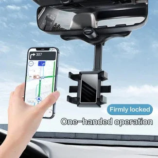 Universal 360 Car Rearview Mirror Phone Holder for Safe Driving - Arfa Mart