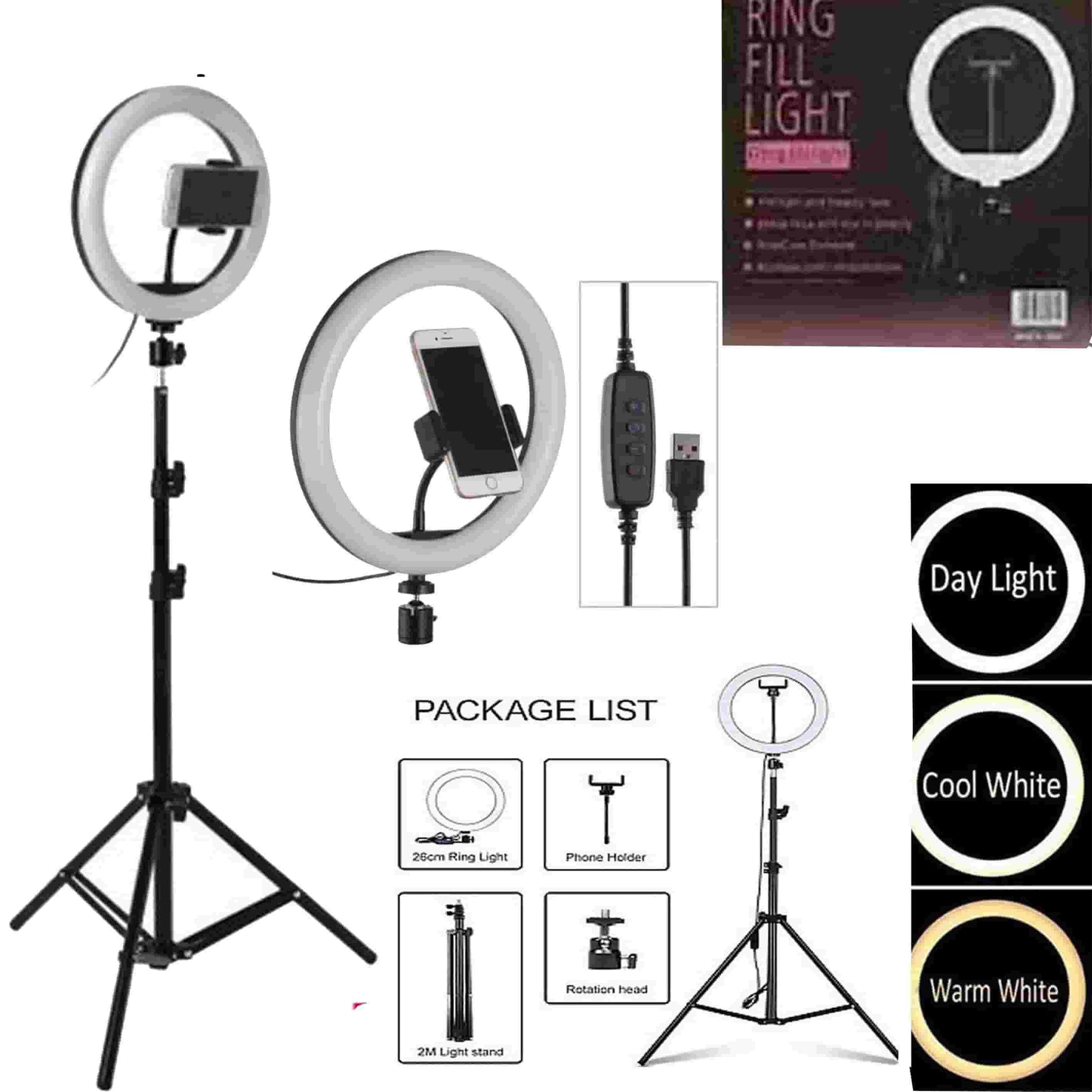 26cm Ring Fill Light with 3 color Modes - Arfa Mart