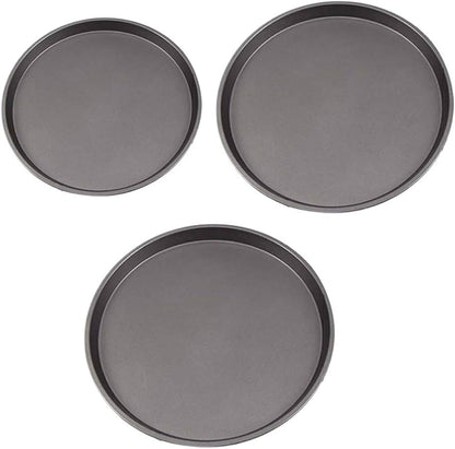3 Pcs Nonstick Pizza Pan Set - 11, 10 & 9 Inch Durable Round Pans