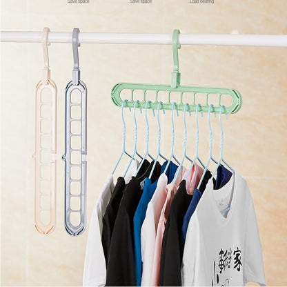 Space Saving Plastic Clothes Hanger with 9 Holes for Efficient Closet Organization