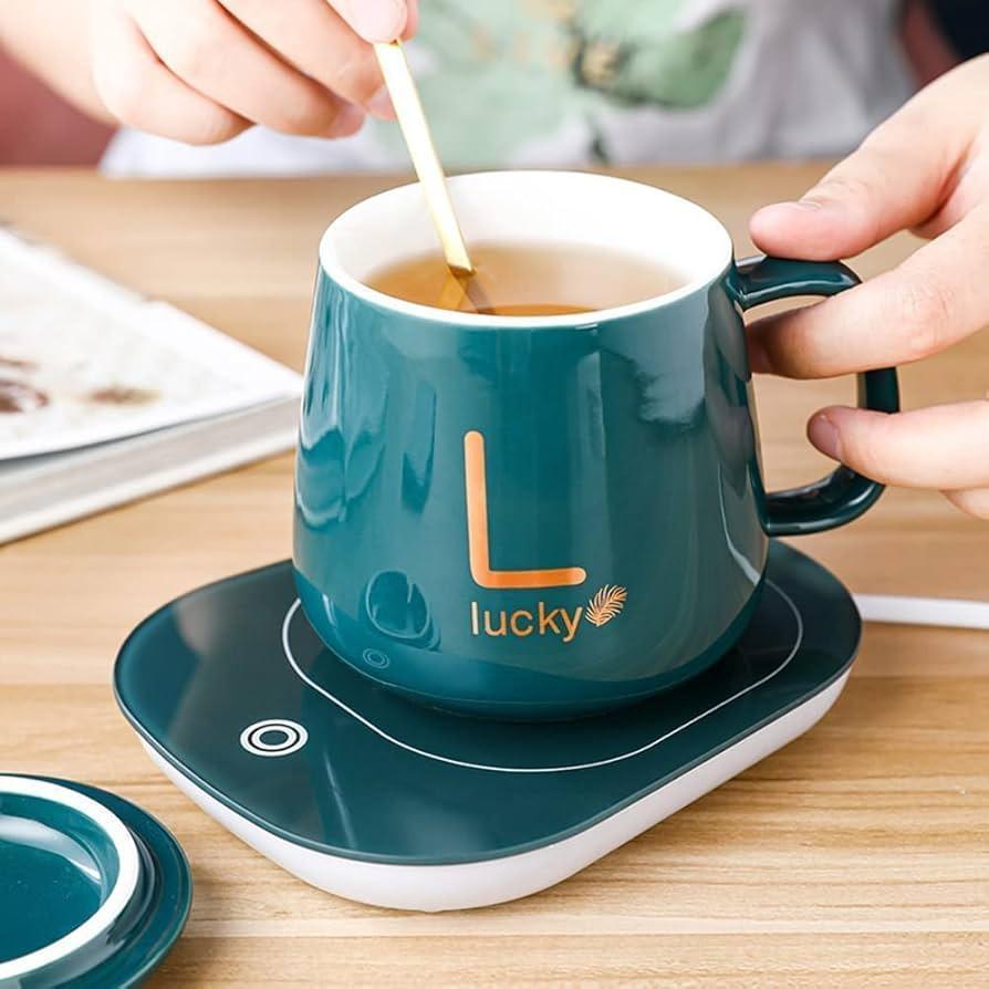 Ceramic Electric Heating Mug And Saucer - Arfa Mart
