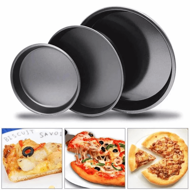 3 Pcs Nonstick Pizza Pan Set - 11, 10 & 9 Inch Durable Round Pans