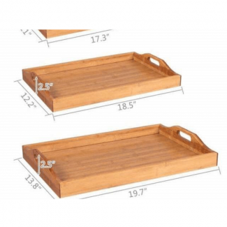 Wooden Trays 3 Pc Set  Lightweight, Smooth Edges, Multi-Purpose Serving Trays