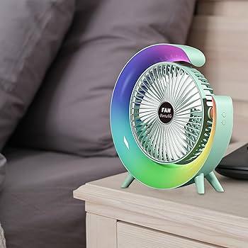 Desktop Silent Desk Fan, Air Circulator Personal Cooling Fan with RGB Lights - Arfa Mart