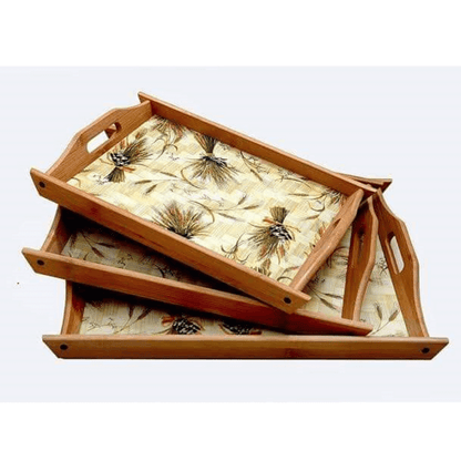 Wooden Trays 3 Pc Set  Lightweight, Smooth Edges, Multi-Purpose Serving Trays