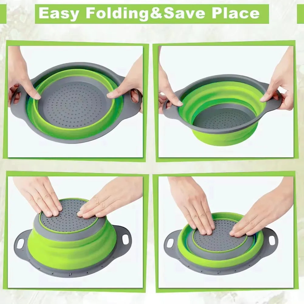 Foldable Silicone Filter Basket with Non-Slip Base, Easy-Grip Handle, Dishwasher Safe