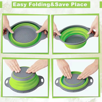 Foldable Silicone Filter Basket with Non-Slip Base, Easy-Grip Handle, Dishwasher Safe