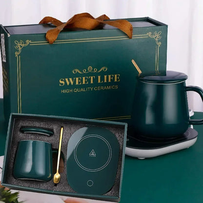 Ceramic Electric Heating Mug And Saucer - Arfa Mart