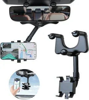 Universal 360 Car Rearview Mirror Phone Holder for Safe Driving - Arfa Mart