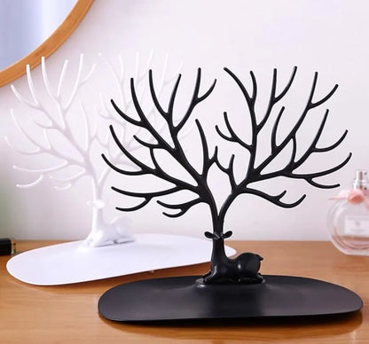 Little Deer Jewelry Display Stand Tree Holder with Antler Hooks and Bottom Platform