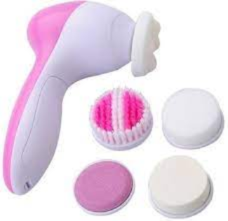 Electric Facial Cleansing Brush with Four Replaceable Heads, Waterproof Spa Massager