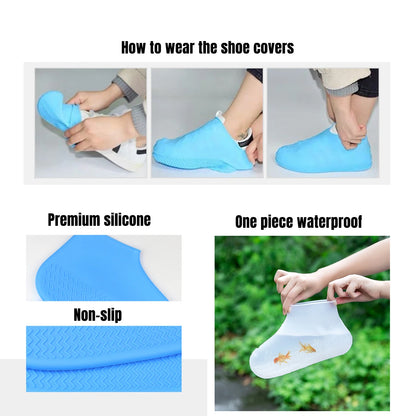 Non-Slip Silicone Rain Boot Shoe Cover Medium 35-40, Waterproof and Foldable