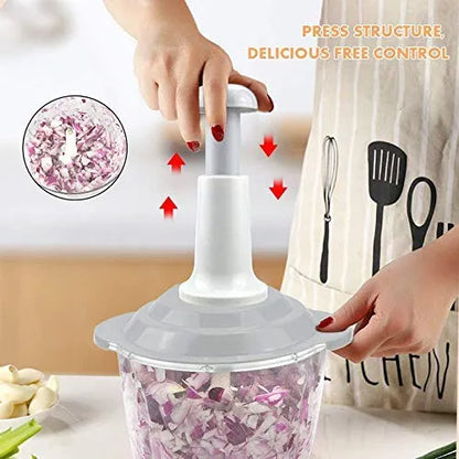 1.5 Liter Kitchen Handy Push Chopper Vegetable Chopper with Lock and Beater