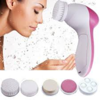 Electric Facial Cleansing Brush with Four Replaceable Heads, Waterproof Spa Massager