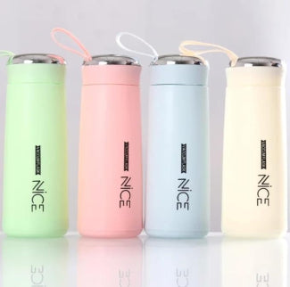 Portable 400ml BPA-Free Glass Water Bottle with Wide Mouth Design