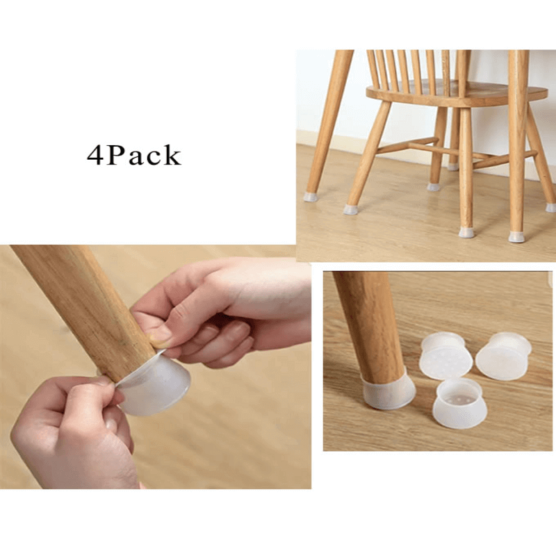 Silicone Chair and Table Foot Covers 4Pcs Transparent Non-Slip Protectors