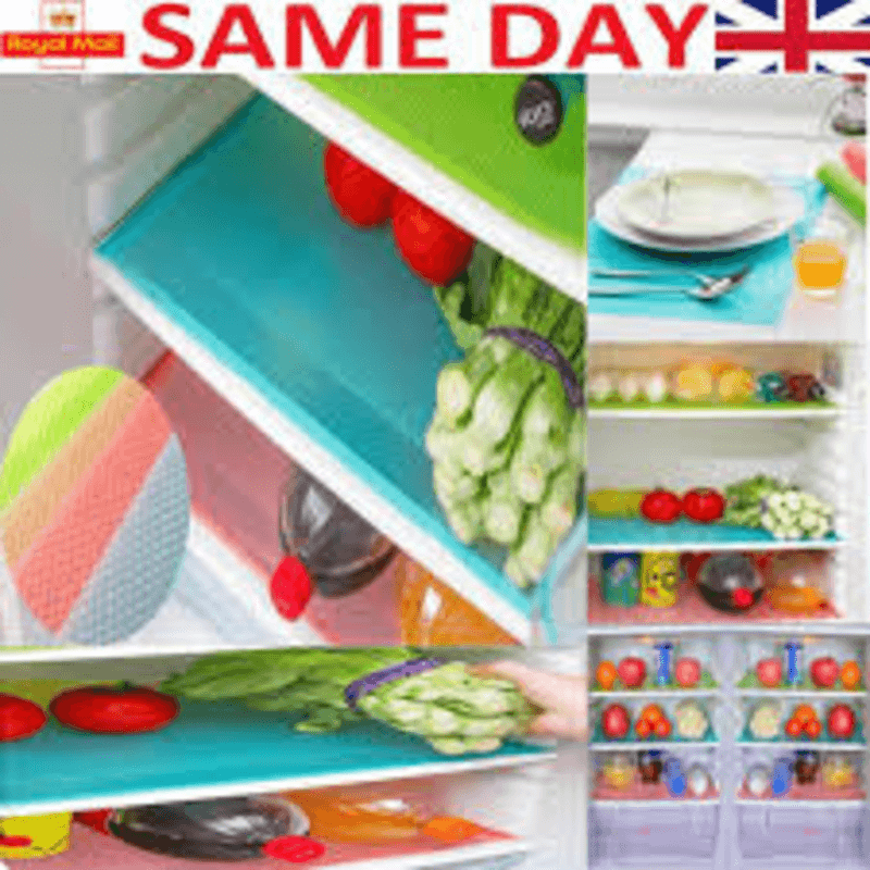 4 Pack Multicolor Refrigerator Shelf Liners, Cut-to-Size, Non-Toxic Mats