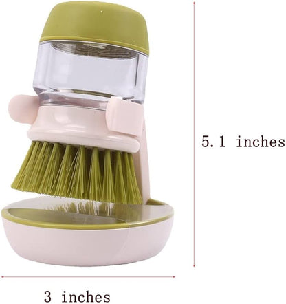 Dish Washing Brush with Liquid Dispenser and Storage Stand, Non-Scratch Bristles