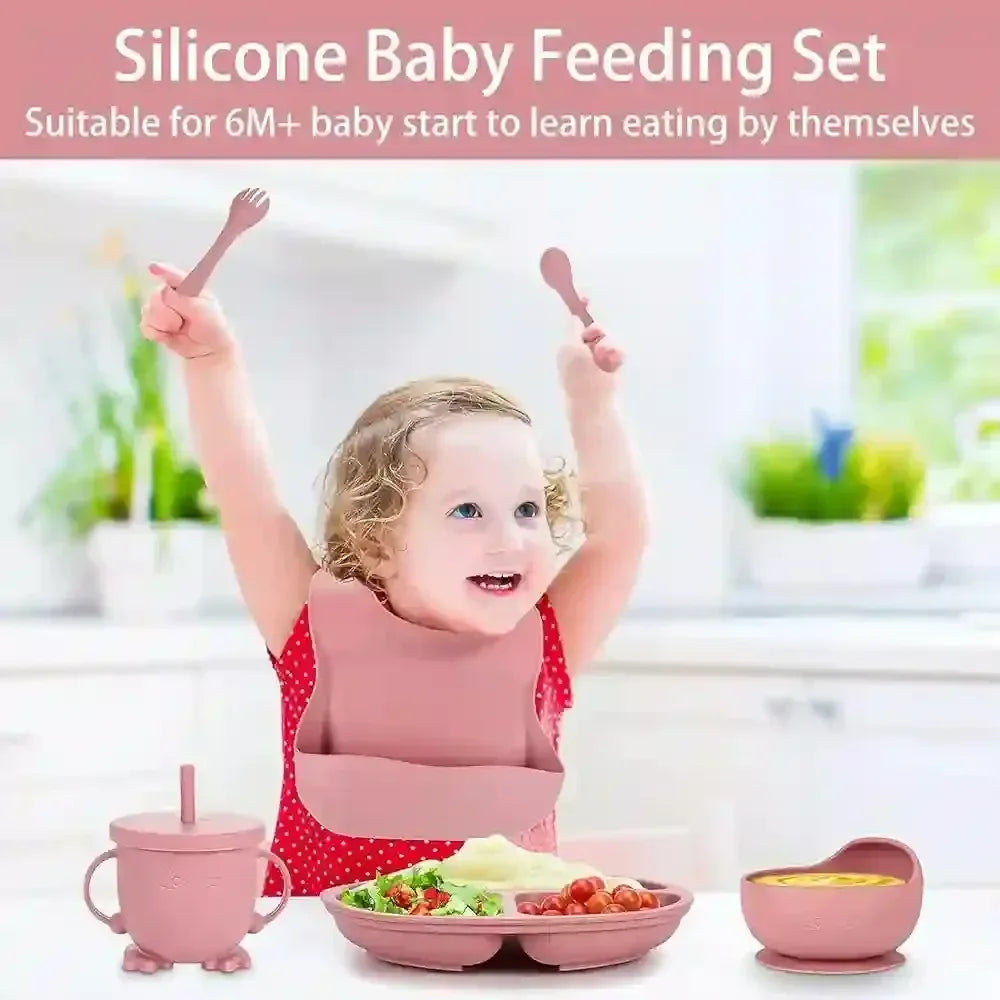 Food Grade Silicone Children's Tableware Set - Arfa Mart
