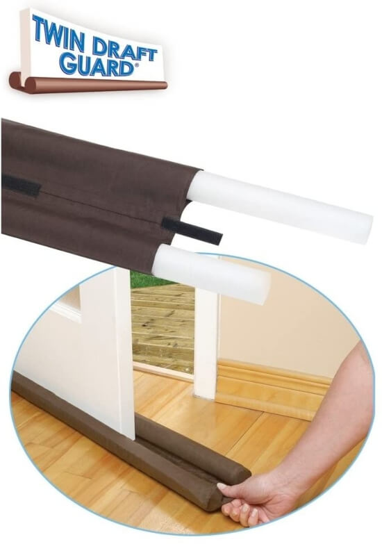 Pack of 3 Twin Draft Door and Window Draft Stoppers 36 Inches, Washable Fabric