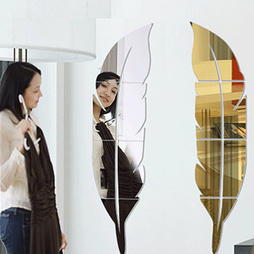 Leaf Mirror Wall Stickers, Eco-Friendly Waterproof Acrylic, Easy to Install and Remove, Modern Home Decor