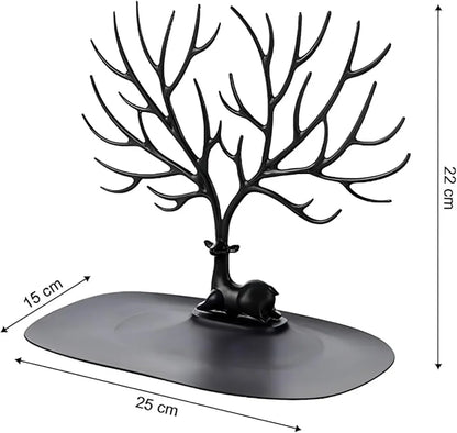 Little Deer Jewelry Display Stand Tree Holder with Antler Hooks and Bottom Platform