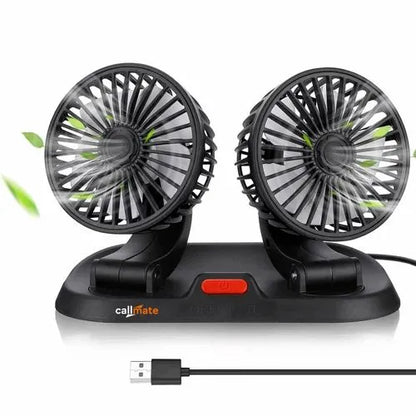 12 Volt Double-Headed USB Vehicle Fan