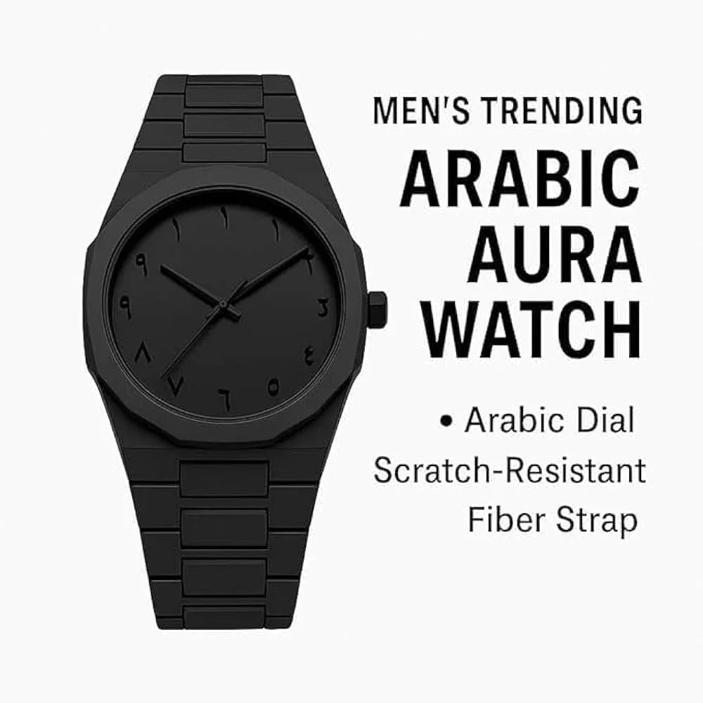 Black Arabic Aura Watch - Arfa Mart
