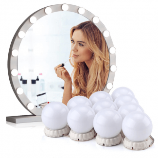 Set of 10 Dimmable LED Makeup Mirror Lights with 3 Light Modes and Adhesive Pads