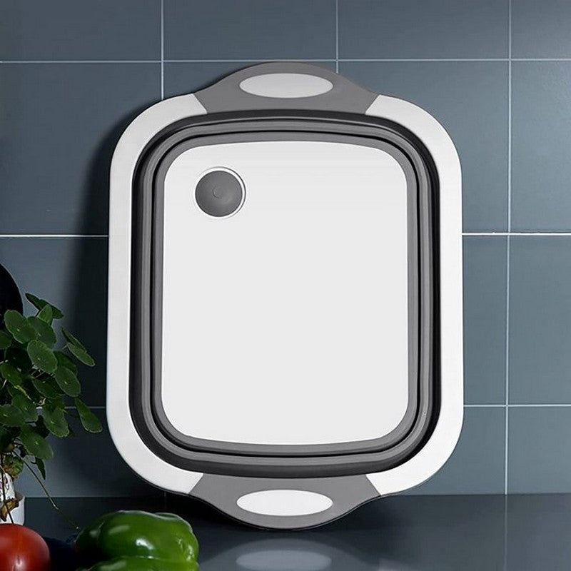 3 in 1 Foldable Cutting Board with Colander and Non-Slip Handle for Kitchen Use