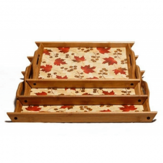 Wooden Trays 3 Pc Set  Lightweight, Smooth Edges, Multi-Purpose Serving Trays