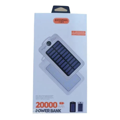 Batiaoma 20000mAh Solar Power Bank Portable Fast Charging With LED Light
