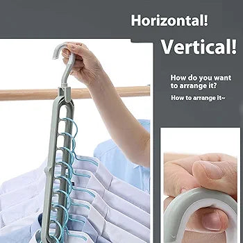 Space Saving Plastic Clothes Hanger with 9 Holes for Efficient Closet Organization