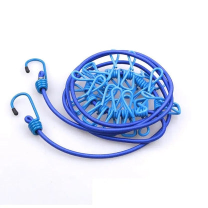 Portable Elastic Rope Washing Line with 12 Clips, 1.8m to 3.6m Length