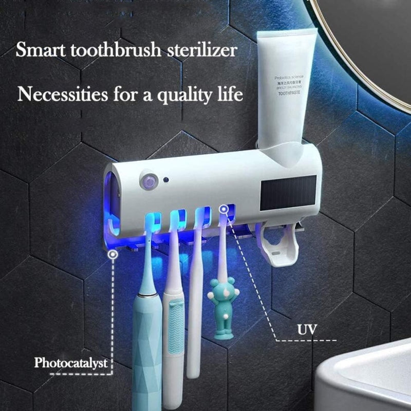 Electric Toothbrush Sterilizer and Dispenser with UV Light and Holder