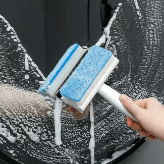 Multi-Function Glass Window Wiper with Soap Sponge and Flexible Hook