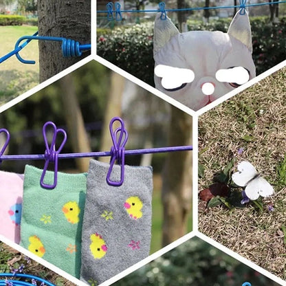 Portable Elastic Rope Washing Line with 12 Clips, 1.8m to 3.6m Length