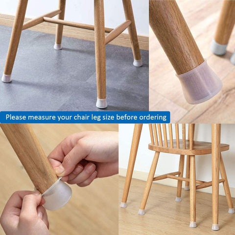 Silicone Chair and Table Foot Covers 4Pcs Transparent Non-Slip Protectors